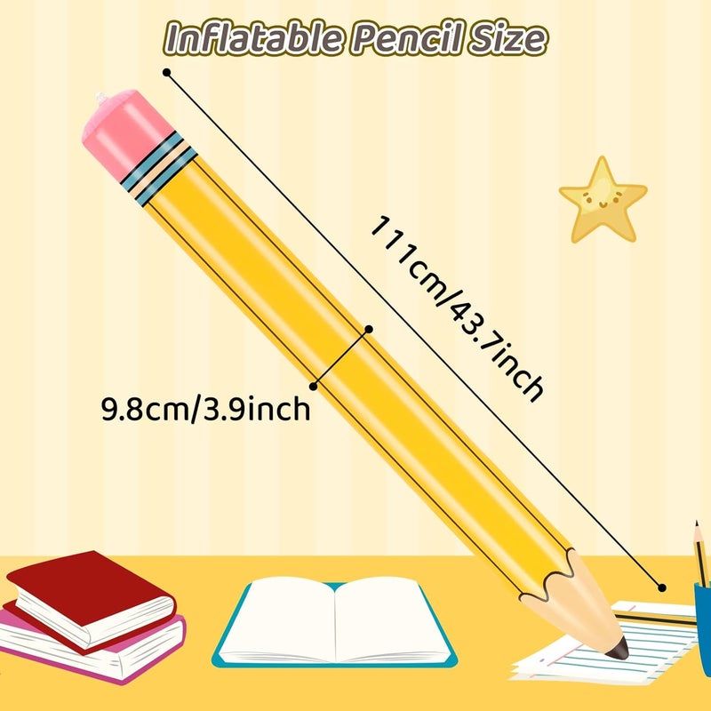 Dalycro 2Pcs 43-Inch Inflatable Pencil - Giant Blow Up Pencil Colorful Inflatable Crayons for Back to School Decorations, Birthday Party Supplies, and Room Decoration (Yellow, 2P-43in) - Image 2